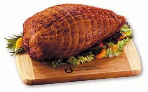 Smoked-turkey with firebranded bamboo cutting board  Item BB739