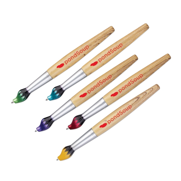 Paintbrush pen with your logo or slogan. Writes in black ink. 5 colors of paint tips. Item S24066X